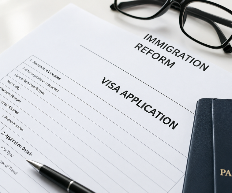 Visa consultant reviewing immigration documents