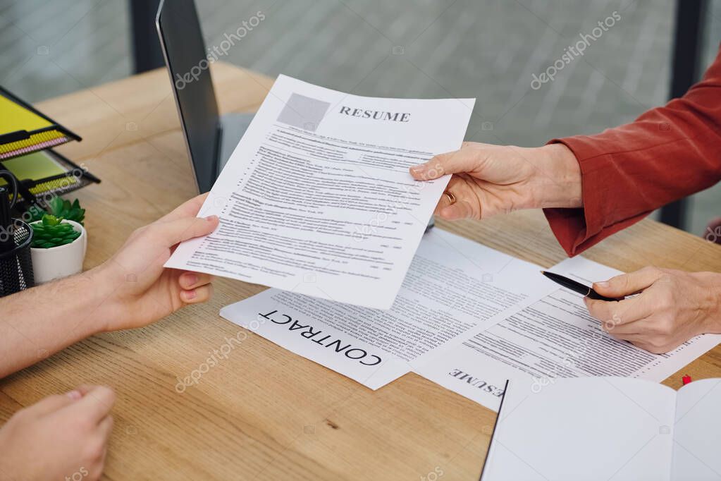 Candidate discussing a job offer with a consultant