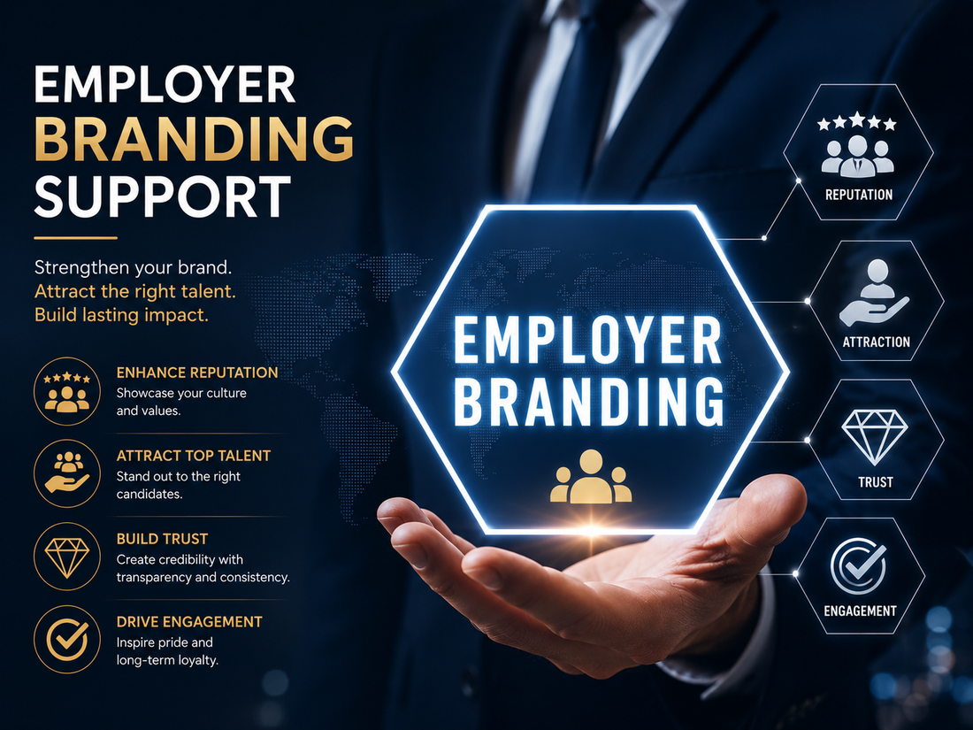 Employer presenting their company to attract international talent
